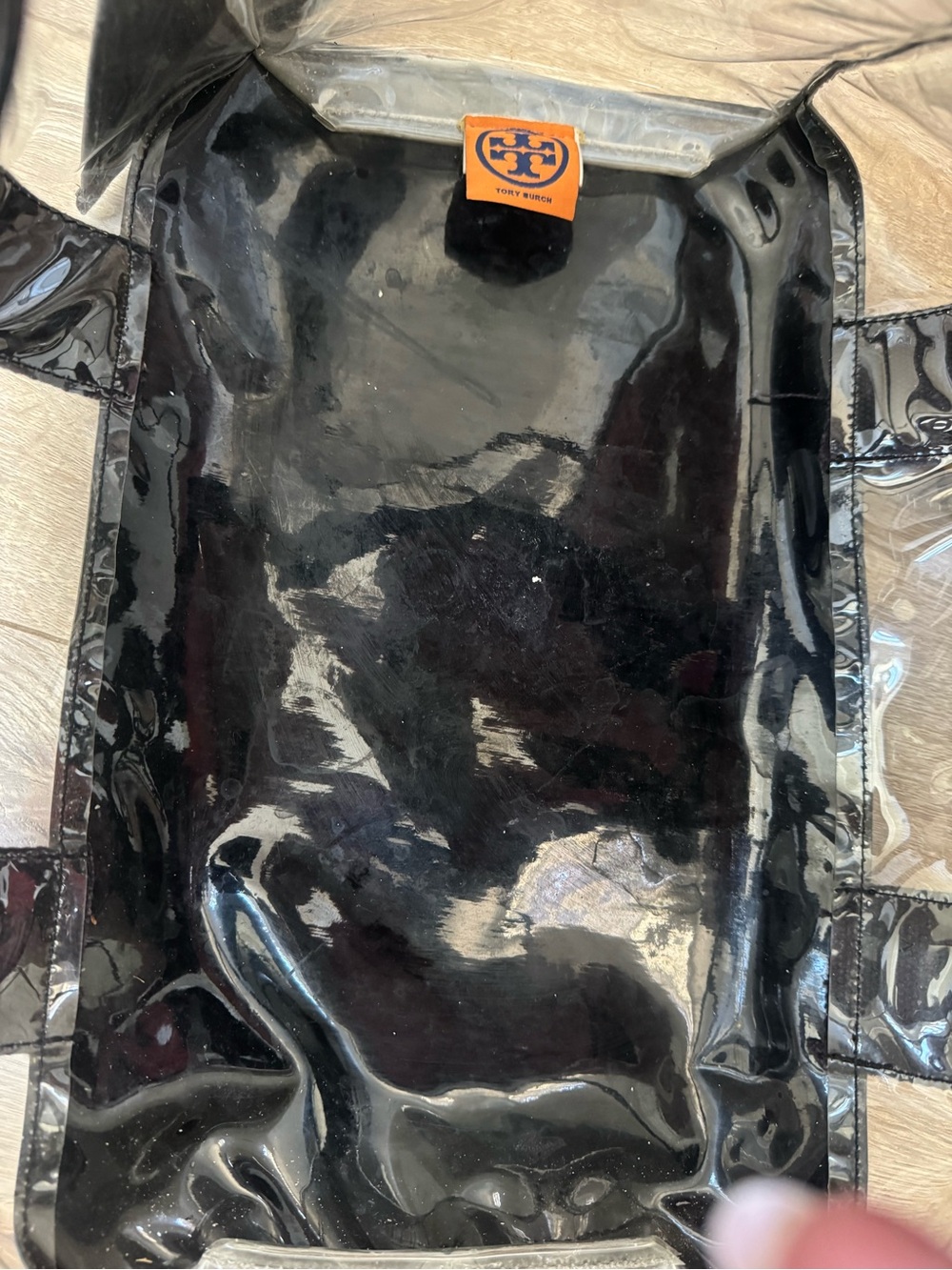 Tory Burch Clear Tote with Black Trim and Logo - Picture 4 of 8